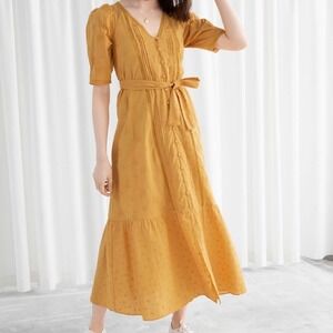 & Other Stories Dress Size‎ 0 Yellow Cotton Summer Maxi Floral Prairie Boho